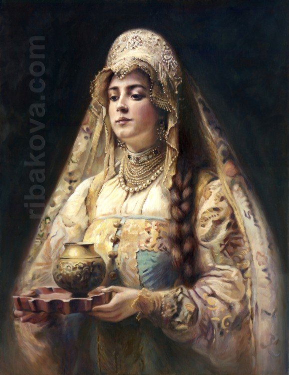 Портрет русской красавицы маслом на холсте, копия на заказ