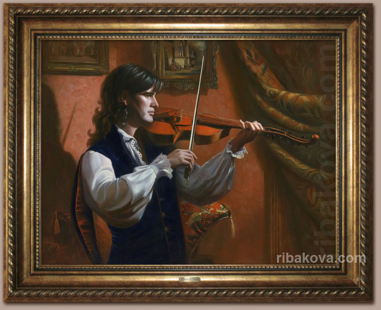 Портрет скрипача в стиле барокко. Жанровая картина.
